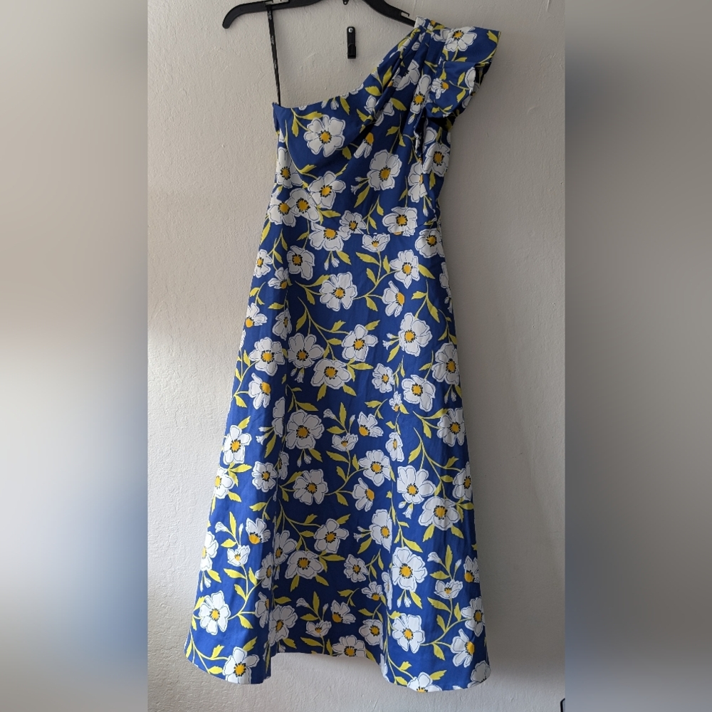 Kate Spade Blue Floral One Shoulder Dress - Picture 2 of 5